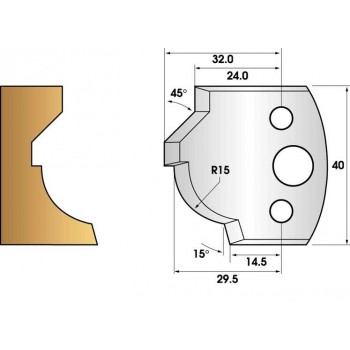 Profile knives or limiters 40 mm n° 37 - radius and chamfer