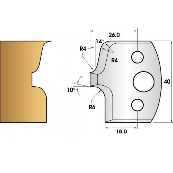 Profile knives or limiters 40 mm n° 41 - radius 6 mm and molding