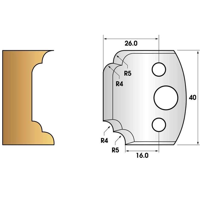 Coltelli e limitatori de 40 mm n° 42 - multi quarto round e lasciare