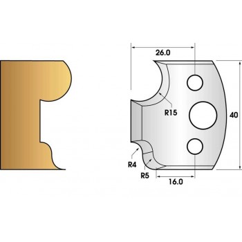 Profile knives or limiters 40 mm n° 43 - leave of radius 15 mm and cove