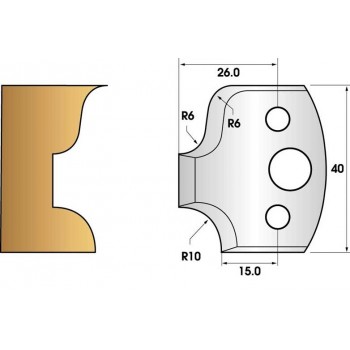 Coltelli e limitatori de 40 mm n° 45 - lasciare raggio 10 mm e cove