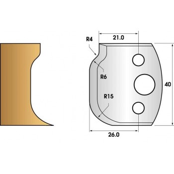 Paire de fers de toupie hauteur 40 n° 47 - rayon 15mm et doucine