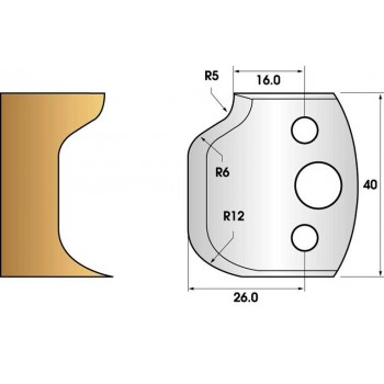 Coltelli e limitatori de 40 mm n° 48 raggio 12 mm e cove