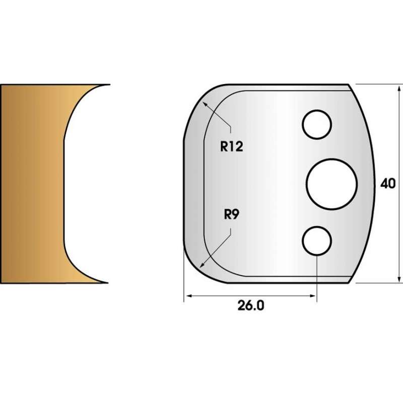 Coltelli e limitatori de 40 mm n° 50 - raggio di 9 e 12 mm