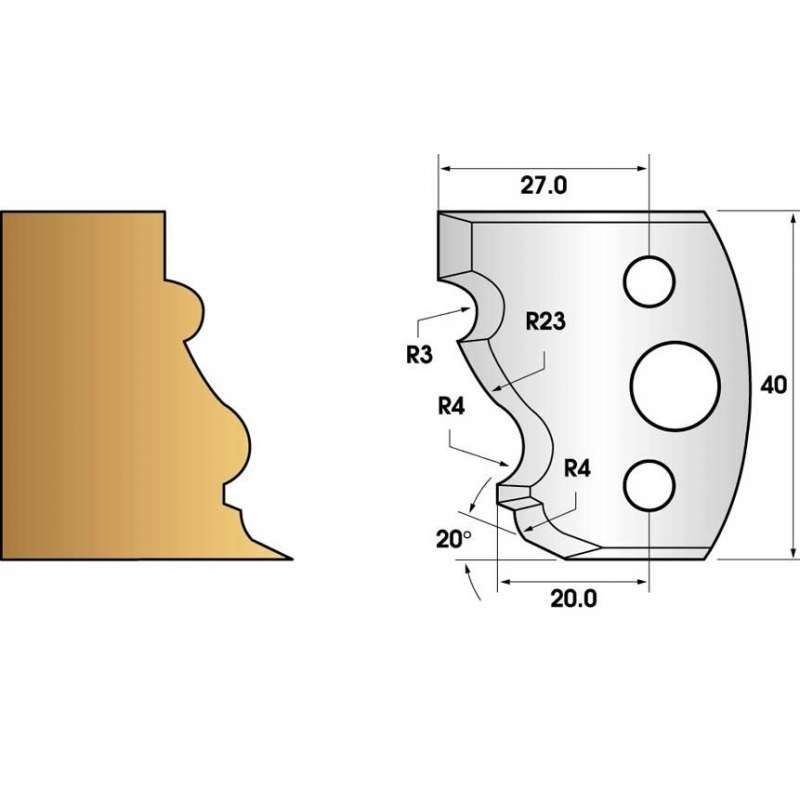 Jeu de 2 fers profiles hauteur  40X4 mm n° 103