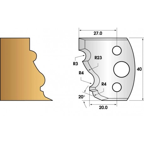 Jeu de 2 fers profiles hauteur 40X4 mm n° 103