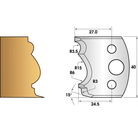 Jeu de 2 fers profiles hauteur 40X4 mm n° 104