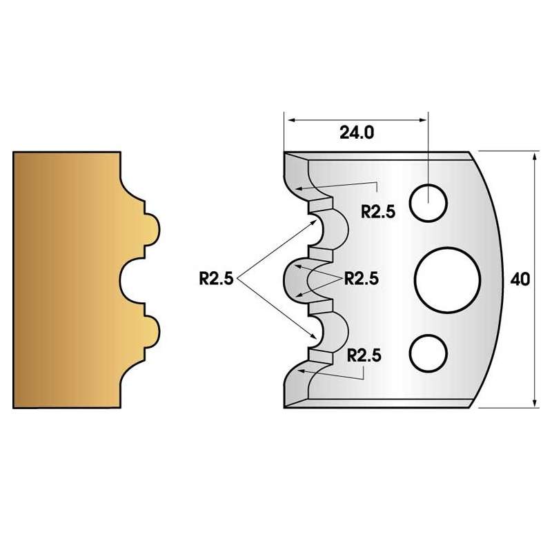 Profile knives or limiters 40 mm n° 108 - moulding Louis XV