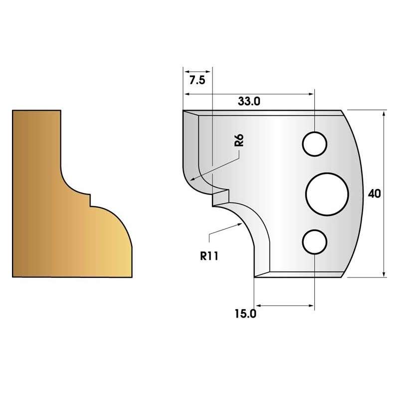 Profilmesser oder abweiser 40 mm n° 112 - stuck gesims Profilmesser oder abweiser 40 mm n° 112 - stuck gesims