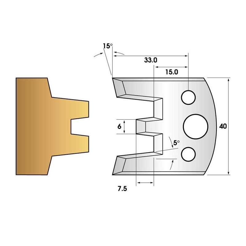 Paire de fers de toupie hauteur 40 n° 113 - enture mâle