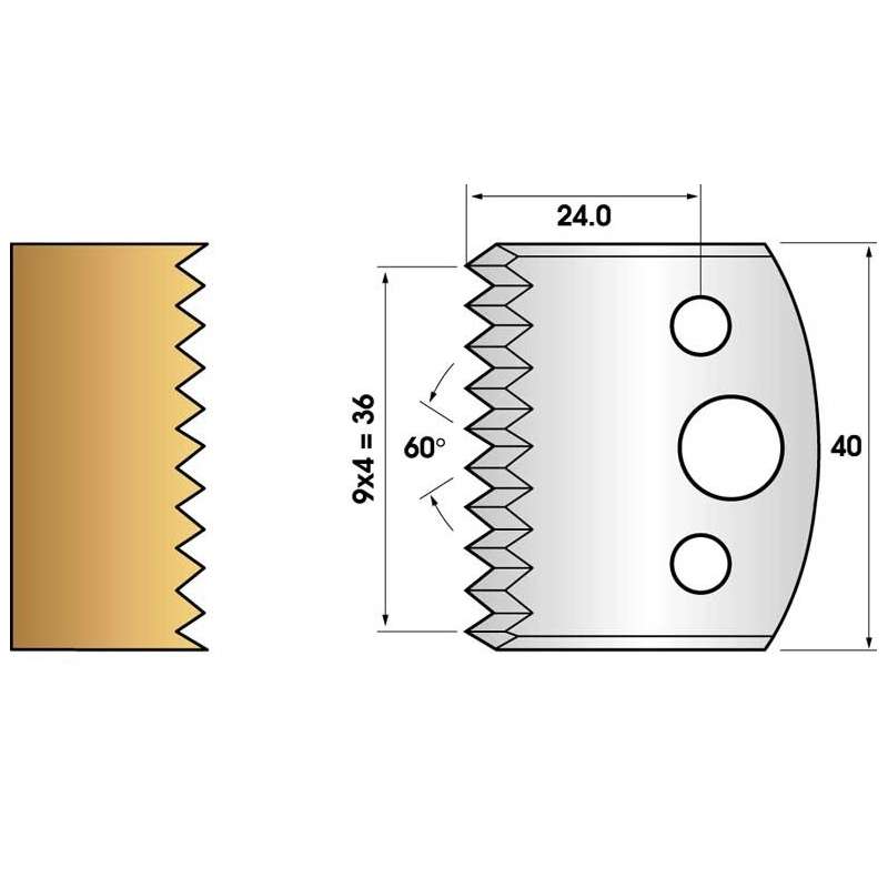 Profile knives or limiters 40 mm n° 117 - enture teeth of a saw