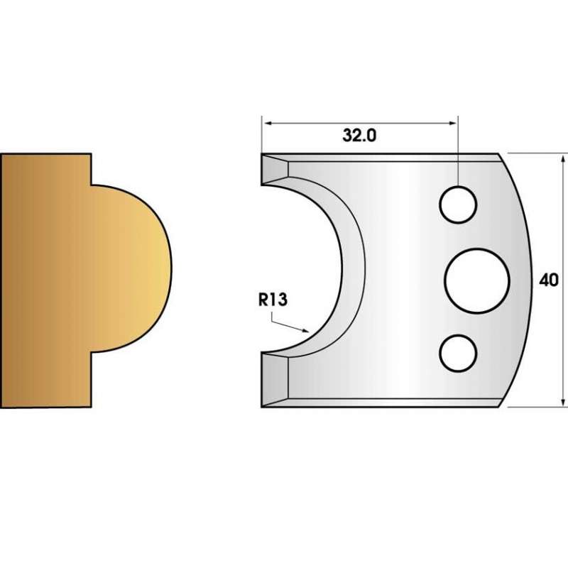 Profile knives or limiters 40 mm n° 119 - sheep radius 13mm