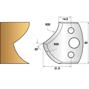 Profile knives or limiters 40 mm n° 120 - in radius 20mm