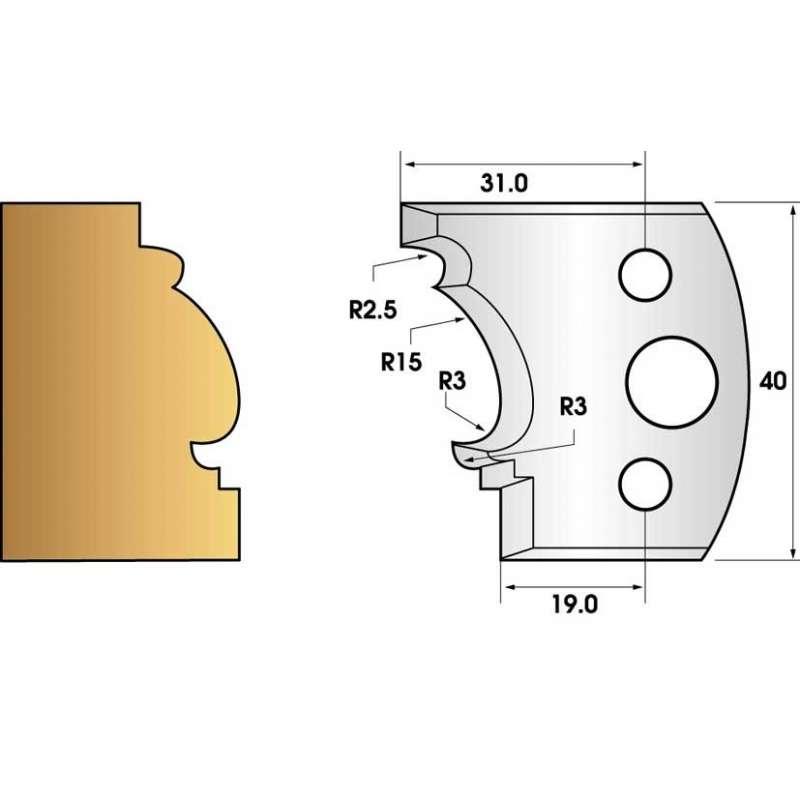 Jeu de 2 fers profiles hauteur  40X4 mm n° 121