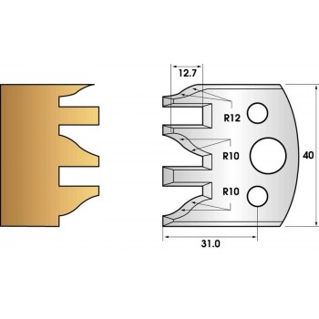 Profile knives or limiters 40 mm n° 124 - profile and counter-profile