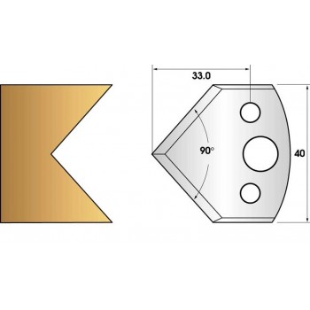 Paire de fers de toupie hauteur 40 n° 127 - chanfrein 45°