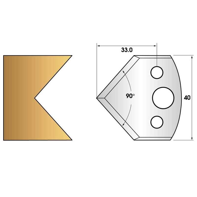 Paire de fers de toupie hauteur 40 n° 127 - chanfrein 45°