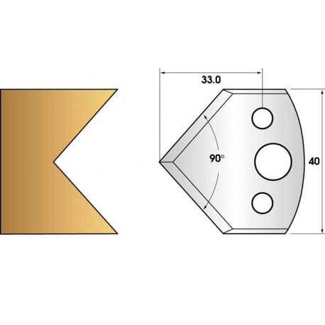 Paire de fers de toupie hauteur 40 n° 127 - chanfrein 45°