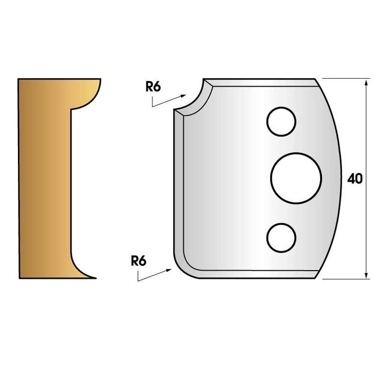 Coltelli e limitatori de 40 mm n° 173 - 1/4 di giro 6 mm