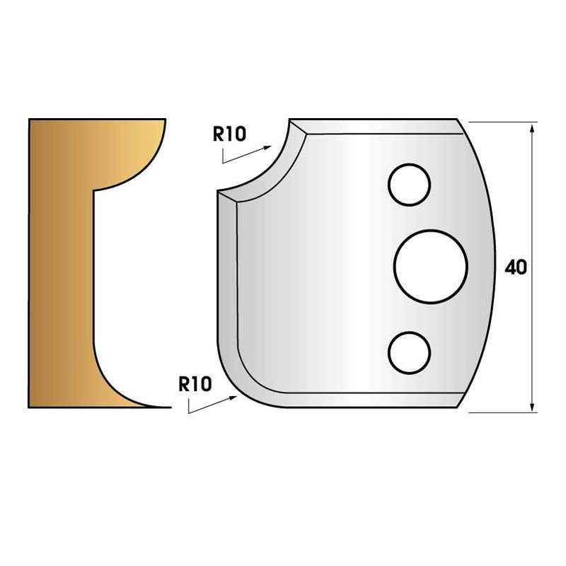 Coltelli e limitatori de 40 mm n° 175 - 1/4 di giro 10 mm