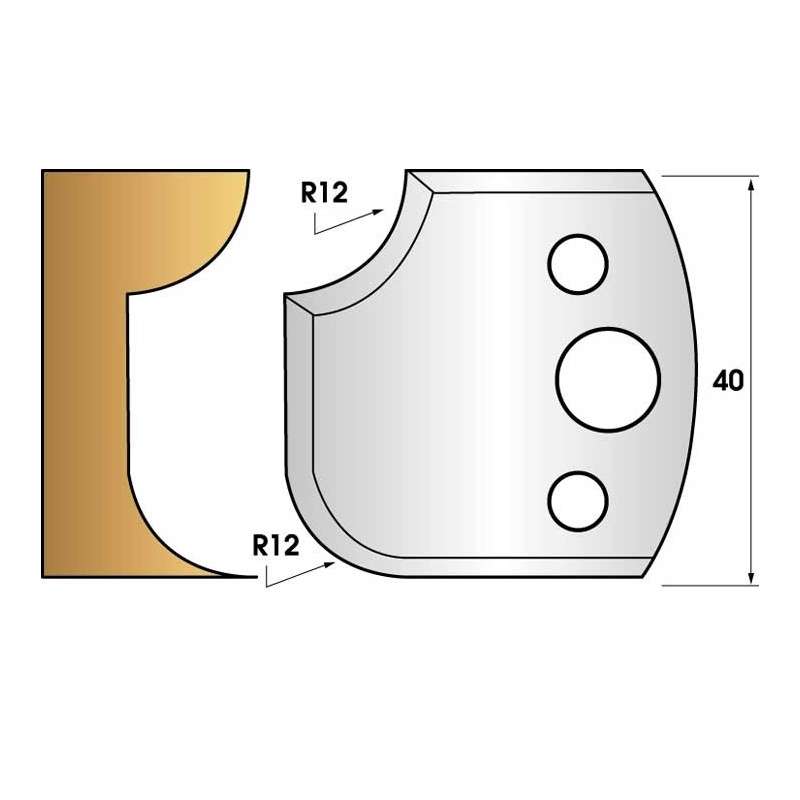 Coltelli e limitatori de 40 mm n° 176 - 1/4 di giro 12 mm