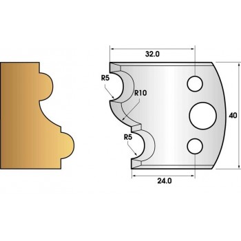 Coltelli e limitatori de 40 mm n° 52 - profilo più