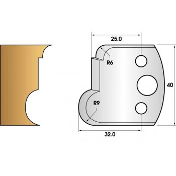 Coltelli e limitatori de 40 mm n° 55 - gola e lasciare