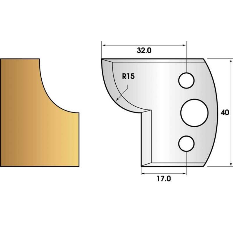 Coltelli e limitatori de 40 mm n° 57 - off raggio 15mm