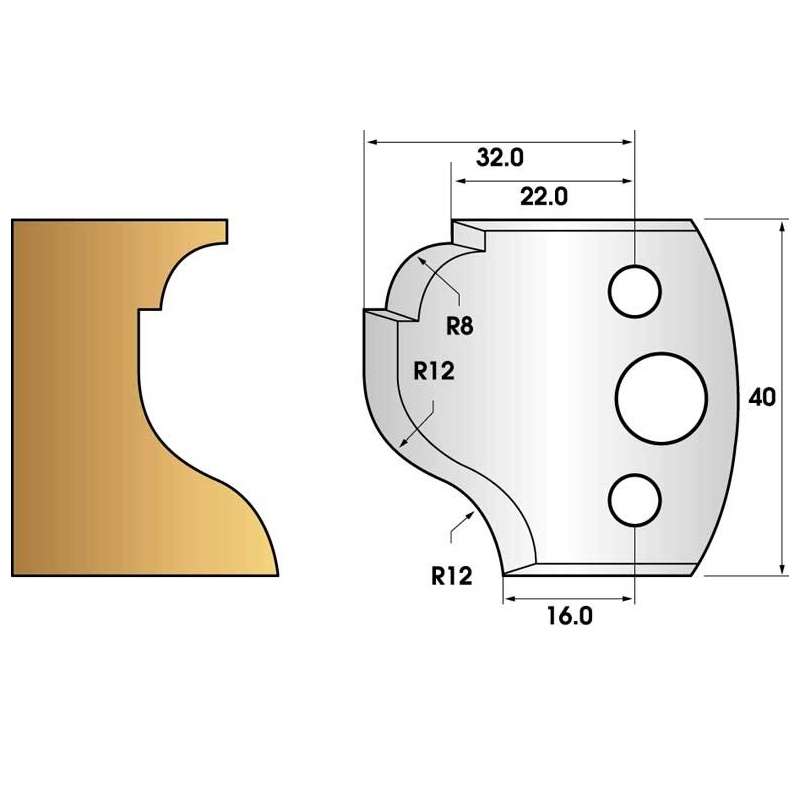 Coltelli e limitatori de 40 mm n° 61 - cove e lasciare