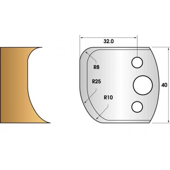 Profile knives or limiters 40 mm n° 62 - curve 3-spoke