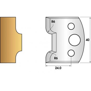 Coltelli e limitatori de 40 mm n° 63 - lasciare raggio di 6mm