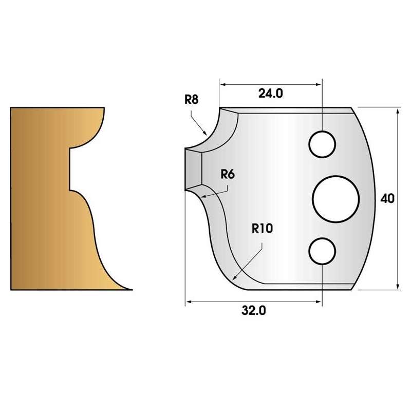 Coltelli e limitatori de 40 mm n° 64 - stampaggio