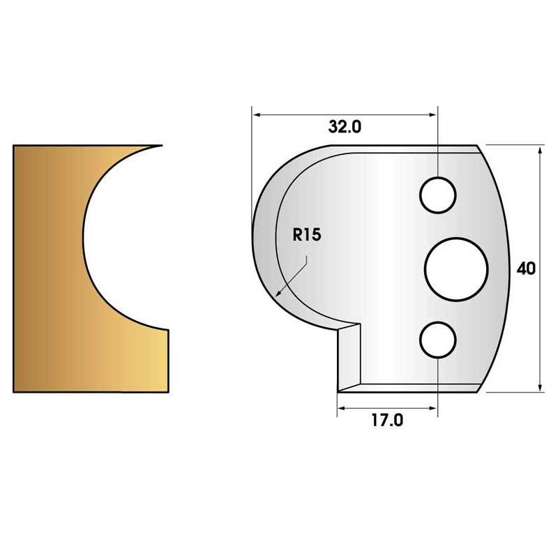 Coltelli e limitatori de 40 mm n° 65 - gola di 15mm