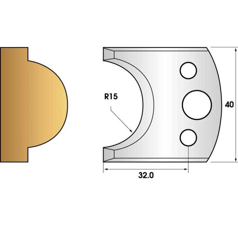 Coltelli e limitatori de 40 mm n° 66 - pecora raggio 15mm