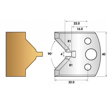 Profile knives or limiters 40 mm n° 72 - enture male