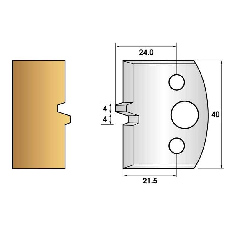 Coltelli e limitatori de 40 mm n° 74 - bouvetage trapezio semplice