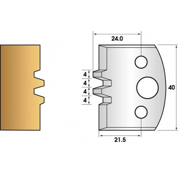 Coltelli e limitatori de 40 mm n° 75 - bouvetage trapezio doppio