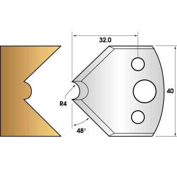 Profile knives or limiters 40 mm n° 80 - mouchette radius 4mm