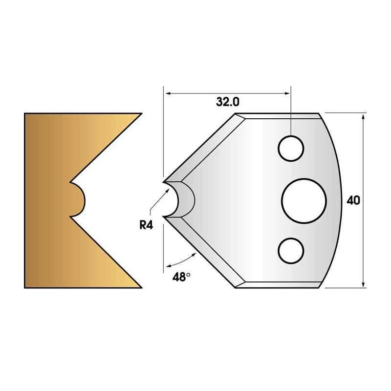 Coltelli e limitatori de 40 mm n° 80 - mouchette raggio di 4mm