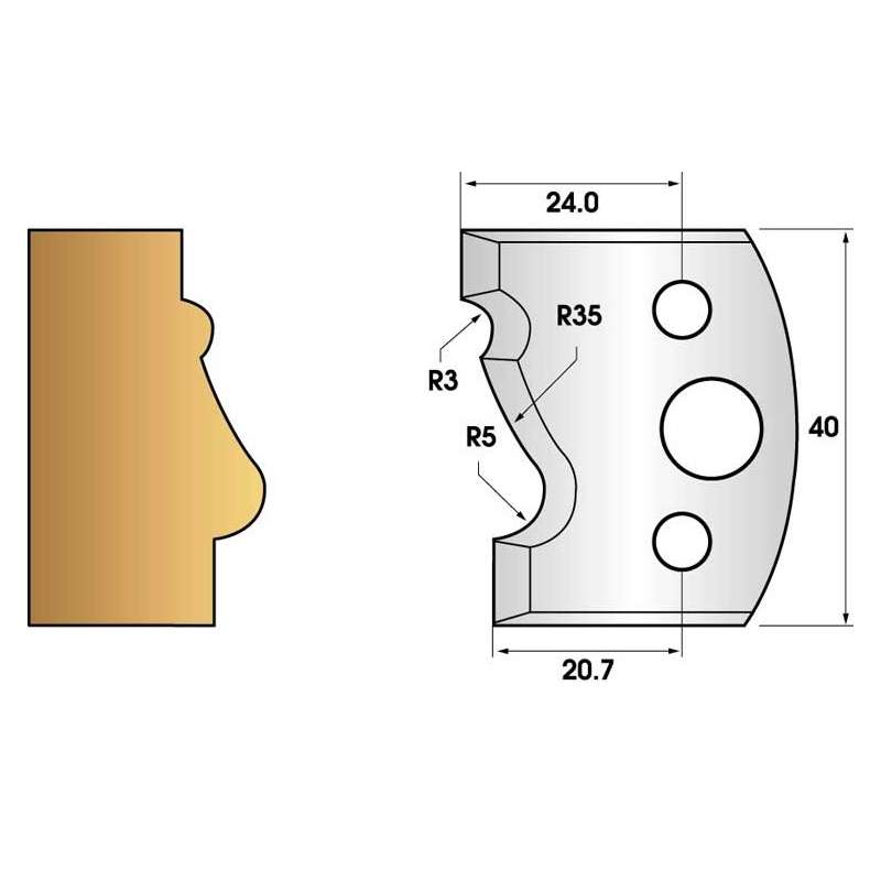 Coltelli e limitatori de 40 mm n° 81 - stampaggio Luigi XV