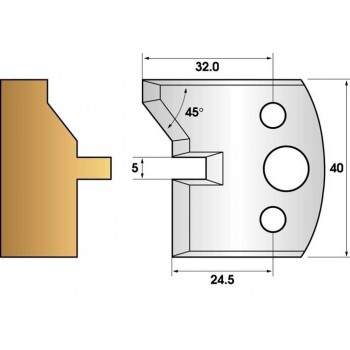 Coltelli e limitatori de 40 mm n° 83 - lingua smusso a 45°