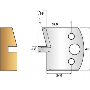 Coltelli e limitatori de 40 mm n° 86 - groove smusso 15°