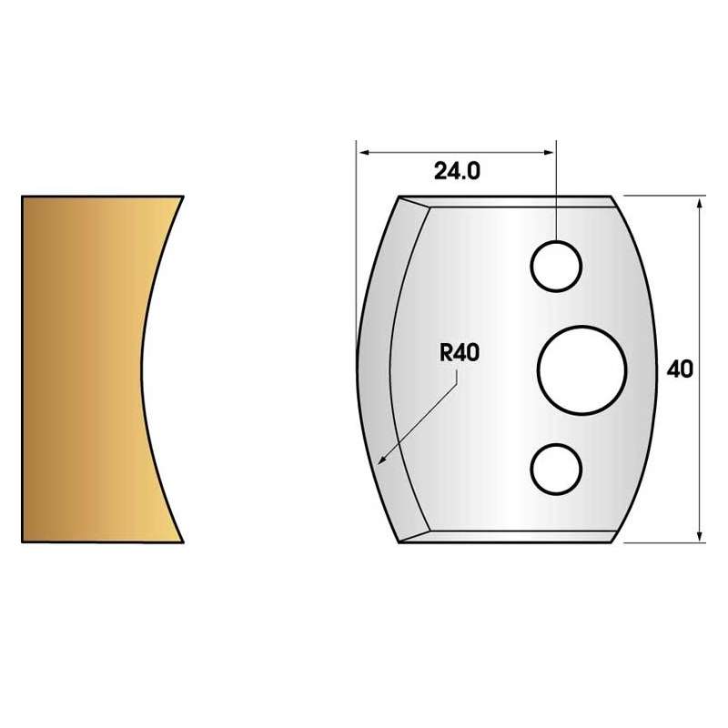 Paire de fers de toupie hauteur 40 n° 87 - congé rayon 40mm