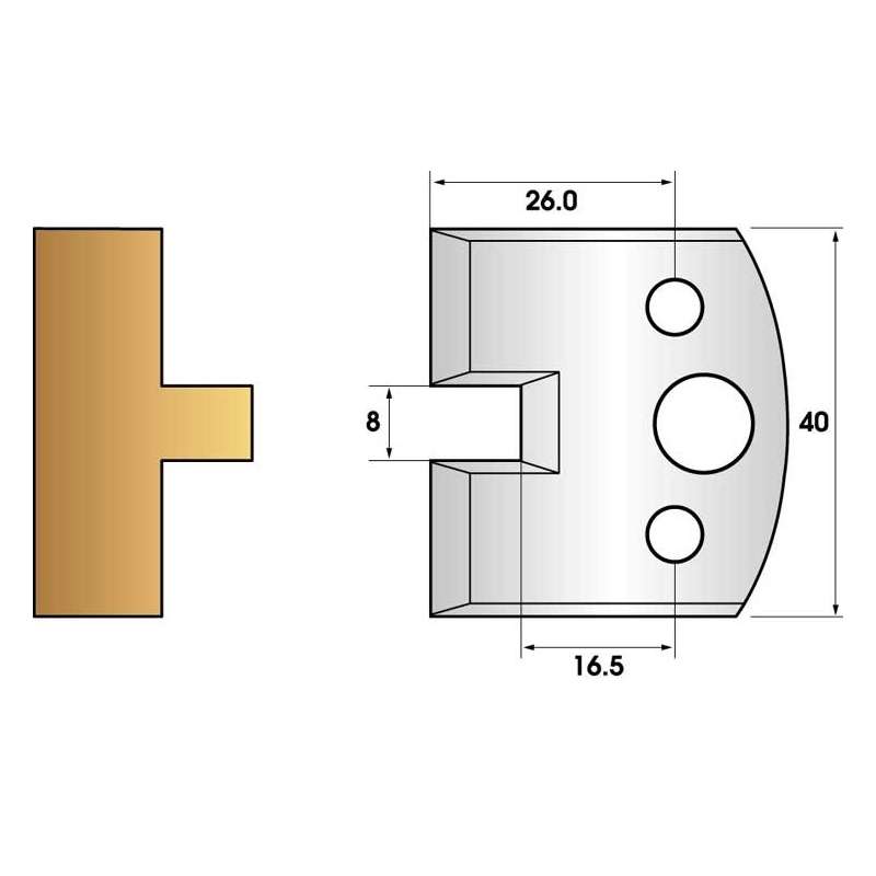 Coltelli e limitatori de 40 mm n° 95 - lingua 8mm