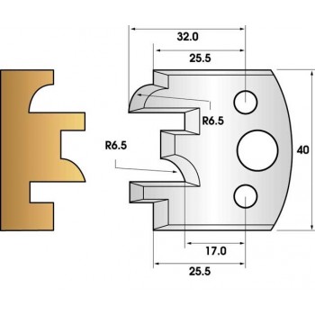 Coltelli e limitatori de 40 mm n° 96 - profilo/contatore-profilo