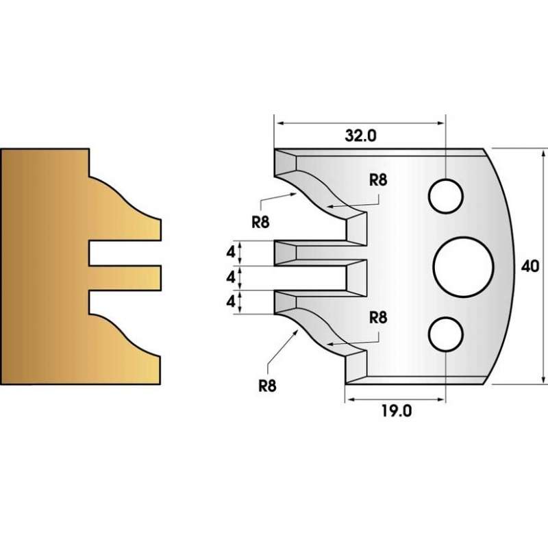 Coltelli e limitatori de 40 mm n° 97 - profilo/contatore-profilo