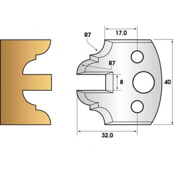 Paire de fers de toupie hauteur 40 n° 99 - contre-profil 40mm