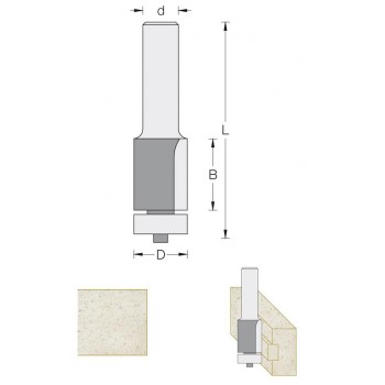 Flush trim router bit 12.7 mm - shank 8 mm