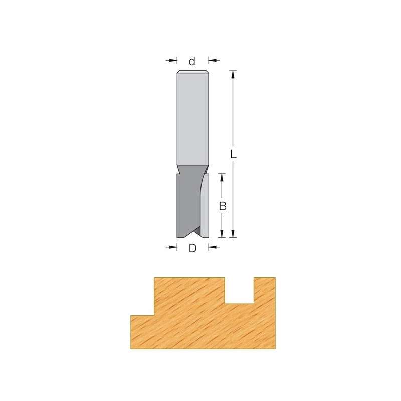 Fraise droite a défoncer HM Q8 MM - DIA 12 X LU 20 X LT 50