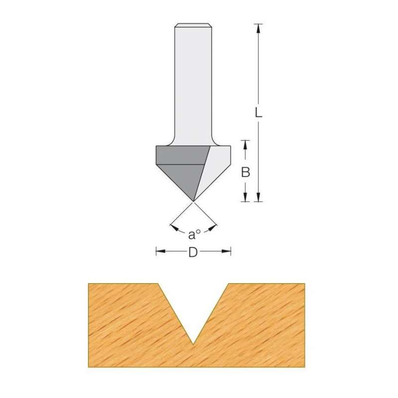 90°-V-Nutfräser - Shaft 8 mm